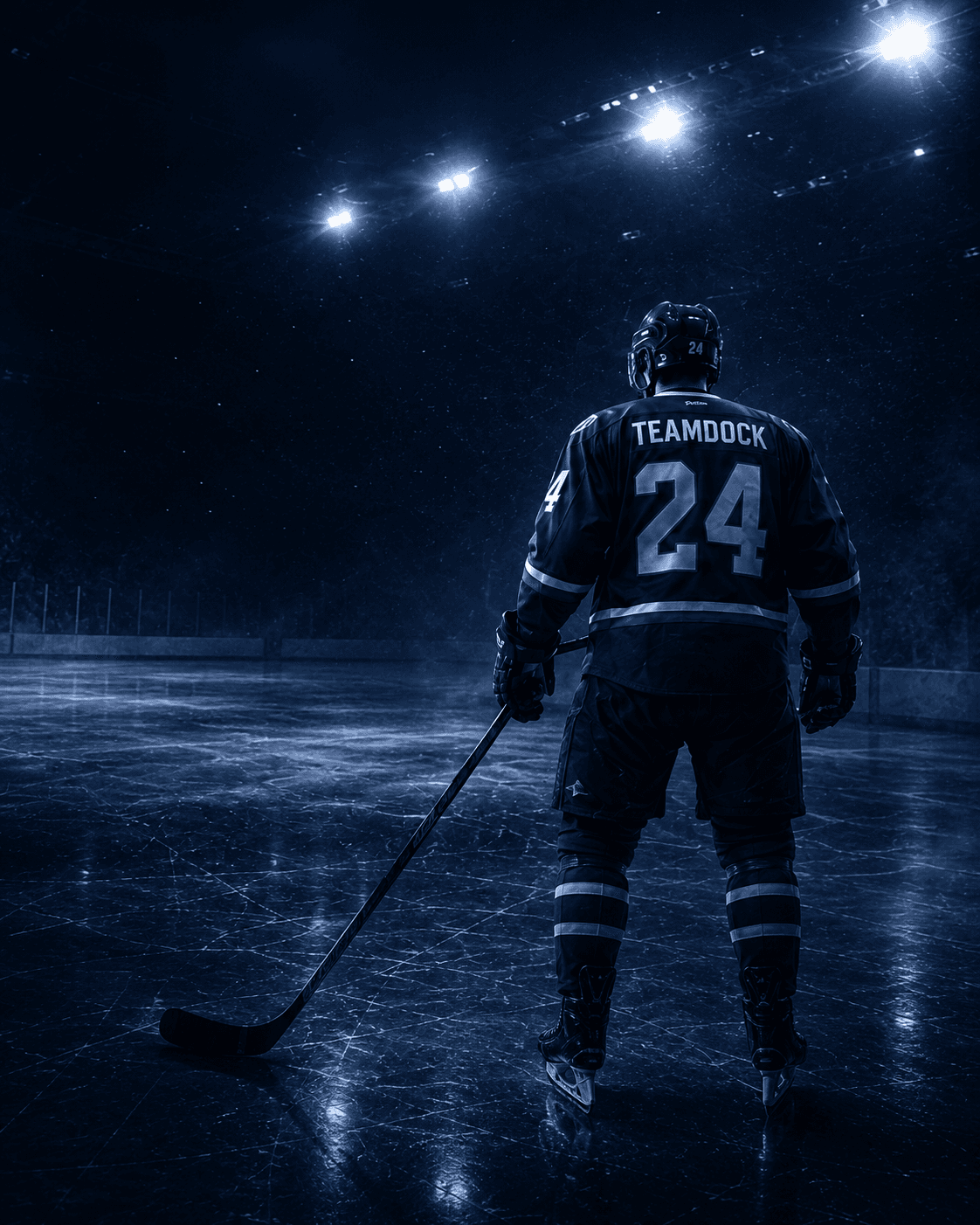 Hockey player on the ice. TeamDock's Film Room and team hub for hockey coaches