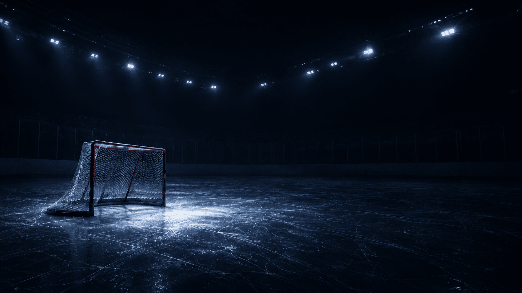 Hockey net on the ice